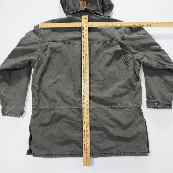 VTG Carhartt Jacket Men XL Green Hooded C52 MOS Workwear Canvas Lined Heavy Duty - Picture 11 of 16